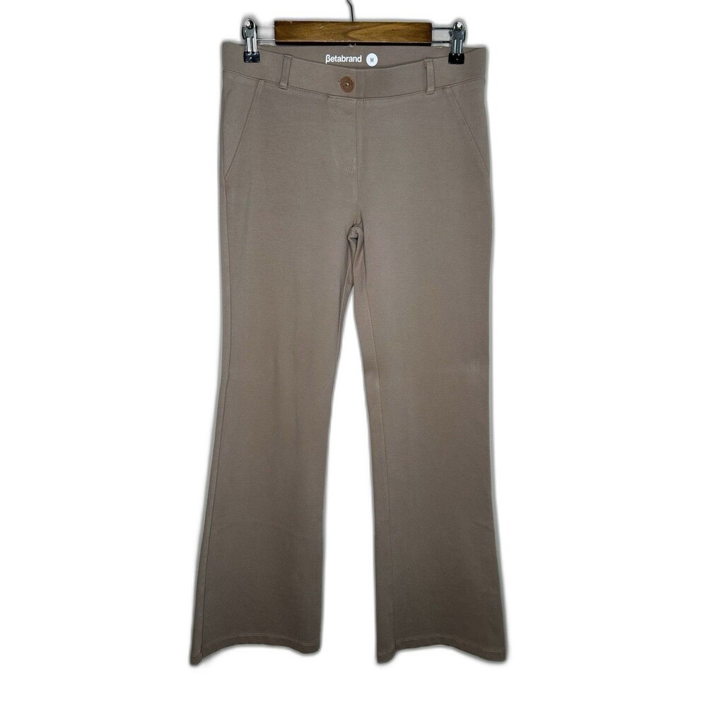 Betabrand Size Medium Career Work Pull on Khaki Twill Bootcut Yoga Dress Pants